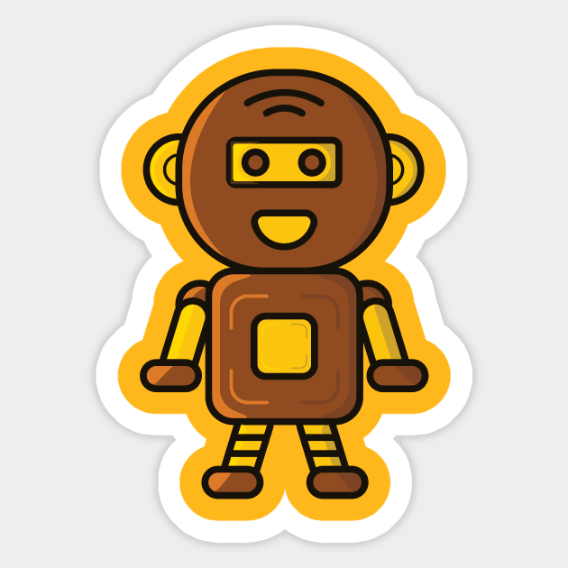 Robot Cartoon Character vector illustration. Sticker by AlviStudio